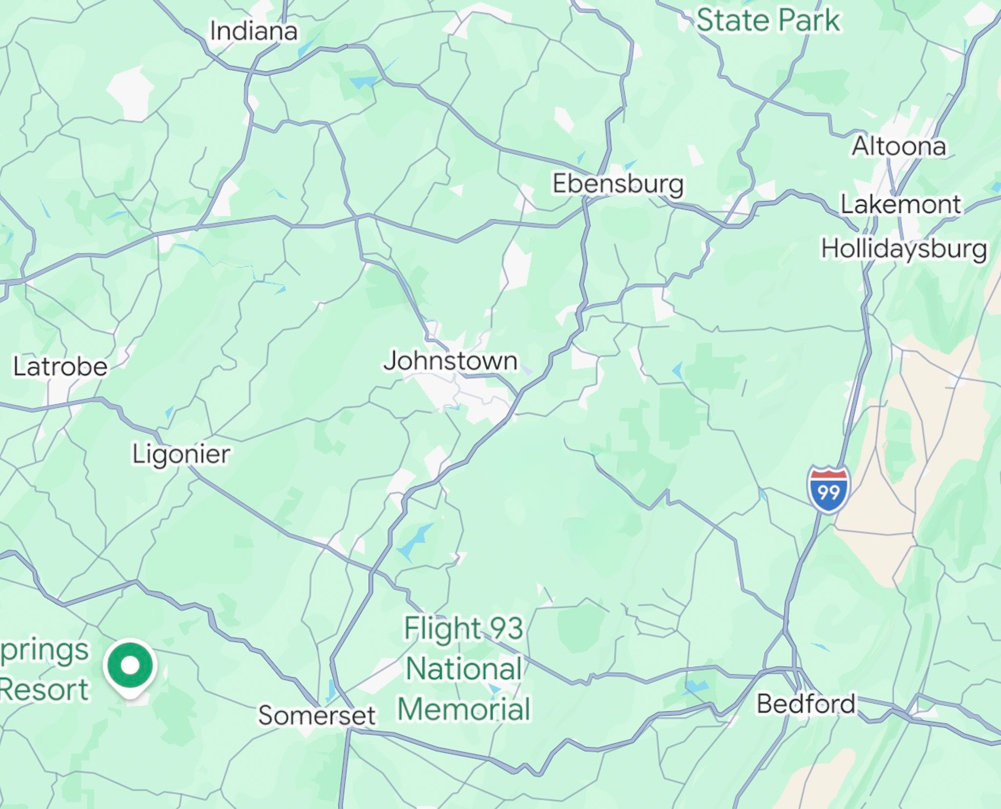 The Toilet Team service area map — Johnstown PA and surrounding areas